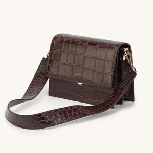 JW PEI: Mini Flap Crossbody - Brown Croc